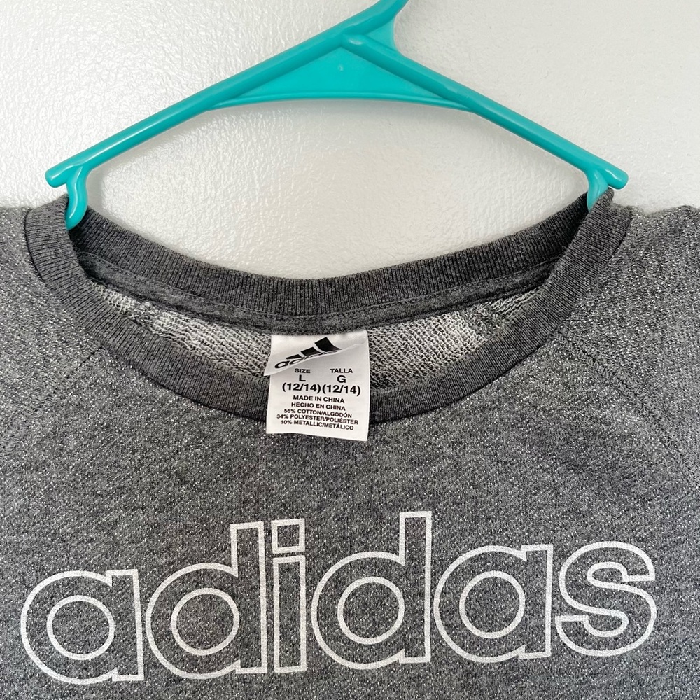 Gray Adidas Girls Sweatshirt - Picture 2 of 3